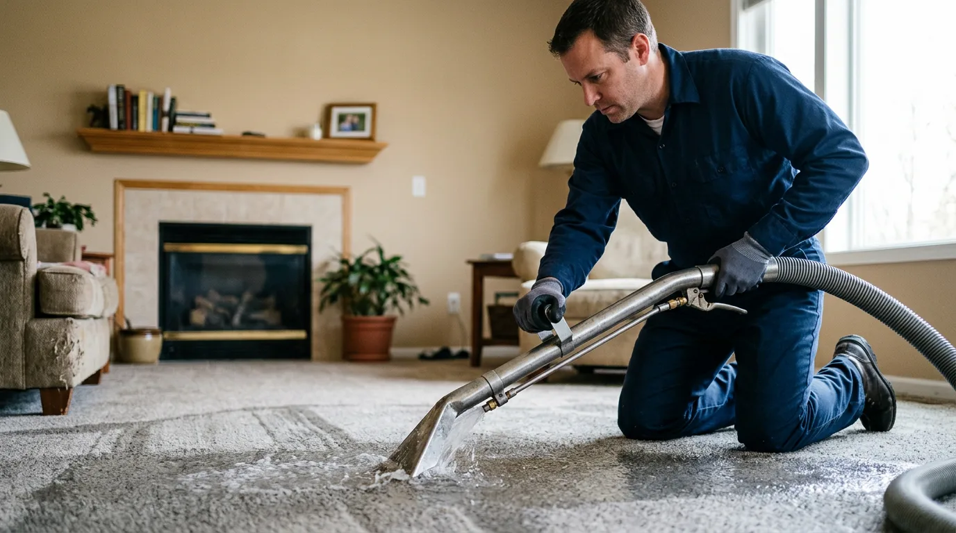 Water damage restoration technician working near Tulare, CA